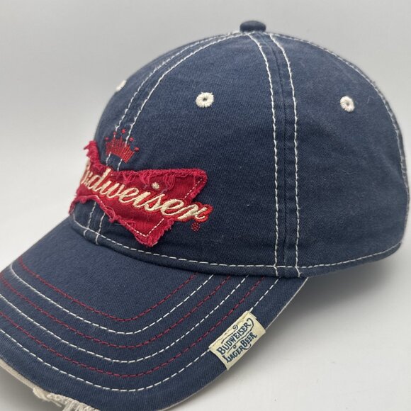 Budweiser Hat Mens Strap Back Brown Spellout Script Scripped Lager Beer VGUC Cap - Picture 2 of 6